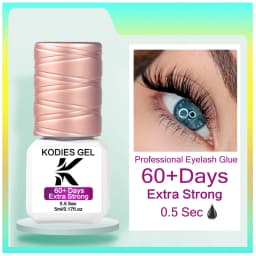 KODIES GEL 5 PCS Professional Eyelash Glue 0.5 Sec Extra Strong Retention Waterproof Lifting Lash Glue Adhesive Black Tape Bond