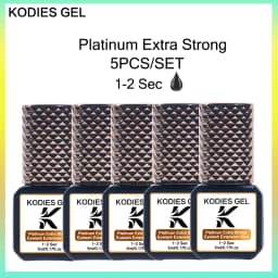 KODIES GEL 5 PCS Professional Eyelash Glue 0.5 Sec Extra Strong Retention Waterproof Lifting Lash Glue Adhesive Black Tape Bond