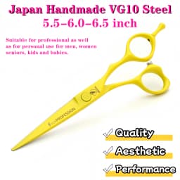 HISADA Hairdressing Scissors 6 Inch Yellow High-End Scissors VG10 Material Is Sharp and Wear-Resistant Scissors Tool