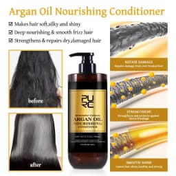 PURC Morocco Argan Oil Shampoo Conditioner Set for Damaged Frizz Hair Vitamin E Smoothing Organic Sulfate Free Hair Care Set