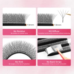 XIUSUZAKI 5 Trays/lot 5D W Lashes Extensions Matte Black W Shaped Premade Volume Fans False Eyelashes Extensions Makeup Tools