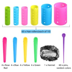 141 Pieces Hair Rollers Set Self-Grip Hair Rollers Set Multicolor 6 Size Plastic Rollers for Long Short Hair and Bangs