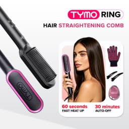 TYMO RING Curly Hair Straightener with 20s Fast Heating, 5 Thermostatic Level Hot Hair Straightener Combs, 30-Minute Auto-Off