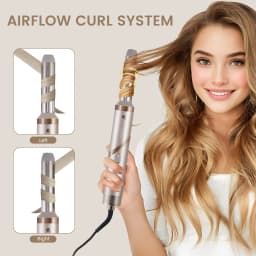 Hatteker 4-in-1 Hair Styling Tool Foldable Hair Dryer Curling Wand Brush with Negative Ion Care for Woman