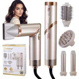 Hatteker 4-in-1 Hair Styling Tool Foldable Hair Dryer Curling Wand Brush with Negative Ion Care for Woman