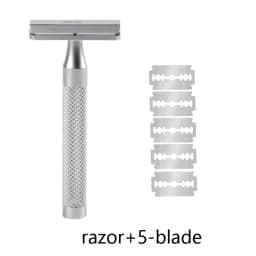 Chaoke Stainless Steel Manual Razor Pure Stainless Steel Vintage Manual Shaving Razor Safety Double-Edged Blade Holder
