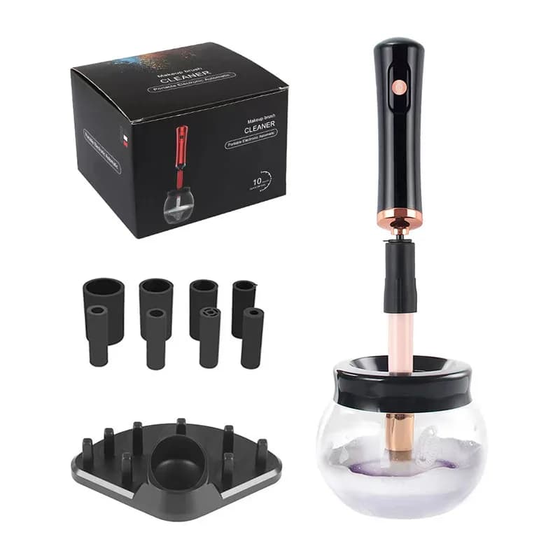 Makeup Brush Cleaning and Drying Machine, Electric Cosmetic Automatic Brush Rotator, with 8 Sizes of Rubber Collar, Can Be Clean