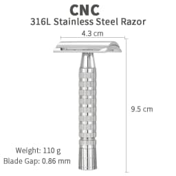 CNC 316L Stainless Steel Men's Manual Double Edge Safety Razor Travel Handle Removable (without blade)