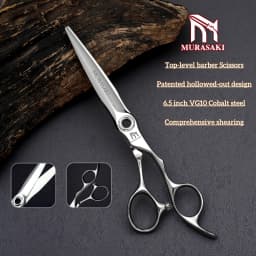 MURASAKI Top-Level Hairdressing Scissors, Japan VG10 Steel 6.5 Inch Barber Shears, Patented Hollowed-Out Design Hair Cutting Too