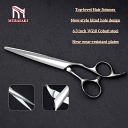 MURASAKI Top-Level Hairdressing Scissors, Japan VG10 Steel 6.5 Inch Barber Shears, Patented Hollowed-Out Design Hair Cutting Too