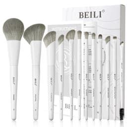 BEILI Vegan Professional Makeup Brush Set 12 Pcs Corn Bamboo Silk Angle Powder Foundation Eyeshadow Eyeliner Brushes Cosmetics