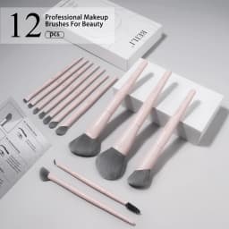 BEILI Vegan Professional Makeup Brush Set 12 Pcs Corn Bamboo Silk Angle Powder Foundation Eyeshadow Eyeliner Brushes Cosmetics