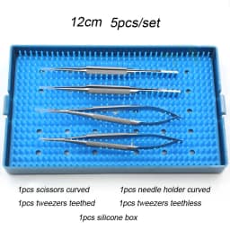 Ophthalmic instrument set forceps needle holder scissor OR Silicone Sterilization tray tweezers