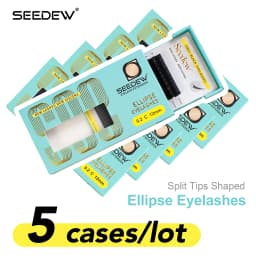 SEEDEW 5Pcs Flat Ellipse Eyelash Extensions Makeup 12Rows Matte Super Soft Natural 5cases/lot Split Tips Shaped