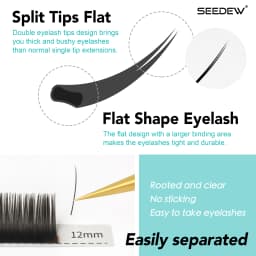 SEEDEW 5Pcs Flat Ellipse Eyelash Extensions Makeup 12Rows Matte Super Soft Natural 5cases/lot Split Tips Shaped