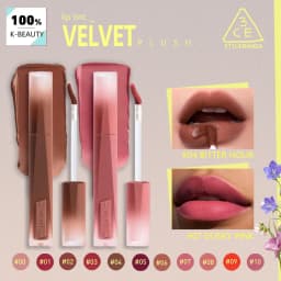 3CE VELVET LIP TINT PLUSH(00-10),Non-Smudge,Silky Smooth Texture,Luxury,Velvet Touch Lip Color,Korean Cosmetic,Korean Makeup