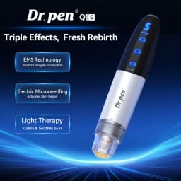 Dr.pen Q1S: Microneedle with EMS, Red/Blue LED, 700mAh Built-in Battery,2 Titanium Cartridge, Needle length 0.25 mm