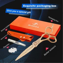 HISADA Barber Scissors Japanese Handmade VG10 Material Scissors 6-7 Inch Rose Gold Scissors Professional Hairdressing Scissors