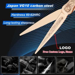 HISADA Barber Scissors Japanese Handmade VG10 Material Scissors 6-7 Inch Rose Gold Scissors Professional Hairdressing Scissors