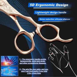 HISADA Barber Scissors Japanese Handmade VG10 Material Scissors 6-7 Inch Rose Gold Scissors Professional Hairdressing Scissors