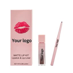 Private Label Lipstick Lipliner Kit Custom Logo Matte Waterproof Non-stick Lipgloss Lip Liner Waterproof Natural Color Makeup
