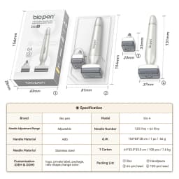 New Bio Pen 4 Adjustable Microneedling 0.25mm with 120pin and 64pin Needles Derma Stamp Face Body Care Hair Beard