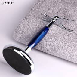 iRAZOR Luxury Safety Razor Holder Brush Resin Stand - Extra Wide Openings Barber Shop Tool Grooming Shaving Accessories