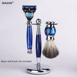 iRAZOR Luxury Safety Razor Holder Brush Resin Stand - Extra Wide Openings Barber Shop Tool Grooming Shaving Accessories