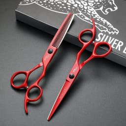 Hair Scissors Cutting+Thinning Set Salon Shears Barber Scissors Shop 6 Inch Hairdressing Scissors Professional High Quality Red