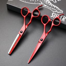 Hair Scissors Cutting+Thinning Set Salon Shears Barber Scissors Shop 6 Inch Hairdressing Scissors Professional High Quality Red