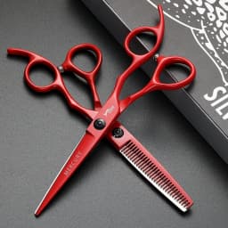 Hair Scissors Cutting+Thinning Set Salon Shears Barber Scissors Shop 6 Inch Hairdressing Scissors Professional High Quality Red