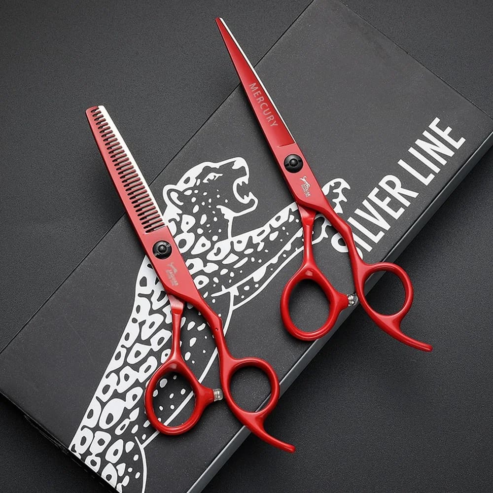 Hair Scissors Cutting+Thinning Set Salon Shears Barber Scissors Shop 6 Inch Hairdressing Scissors Professional High Quality Red