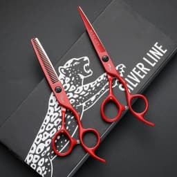 Hair Scissors Cutting+Thinning Set Salon Shears Barber Scissors Shop 6 Inch Hairdressing Scissors Professional High Quality Red