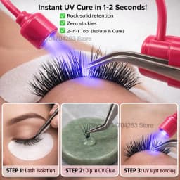 Mini UV Lash Light 180° Rotation Attachment for Tweezers 2s Rapid Cure LED Lamp for Eyelash Extension UV LED Lash Tweezer Light