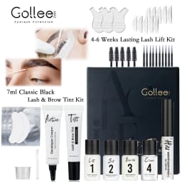 Gollee Lash and Brow Tinting Perm Kit Black Natural Eyelash Lifting Perm Treatment Makeup Tools 4-6 Weeks For Lash Curler Perm