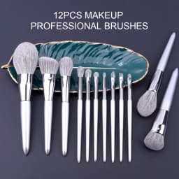 KLINA 12PCS Makeup Brushes Kit Professional Natural Goat Hair Foundation Powder Contour Eyeshadow Lip Make Up Tools For Women