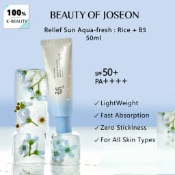 Beauty of Joseon Relief Sun Aqua-Fresh:Rice+B5 50ml,SPF50+ PA++++,Crystal Clear,Cooling Sensation,Korean Skincare,Korean Makeup