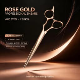Professional Barber Scissors, Japanese VG10 Steel, 6.2 Inches Scissors Blind Hole Design Suitable for High-End Salons