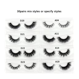 30 Pairs/Pack Eyelashes 3D Mink Lashes With Tray No Box Hand Made Full Strip Lashes Mink False Eyelashes Makeup eyelashes Fluffy