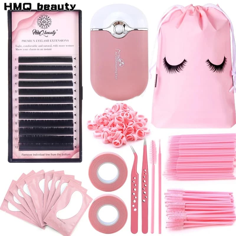 268PCS Eyelash Extensions Brushes Set Professionele Micro Lip Brush USB Mini Fan Glue Ring Eyelashes Tweezers Makeup Tools