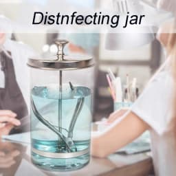 Hairdressing Sterilization Bottle Glass Scissors Comb Stainless Steel Cover Haircut Disinfecting Jar Salon Sterilizing Tools