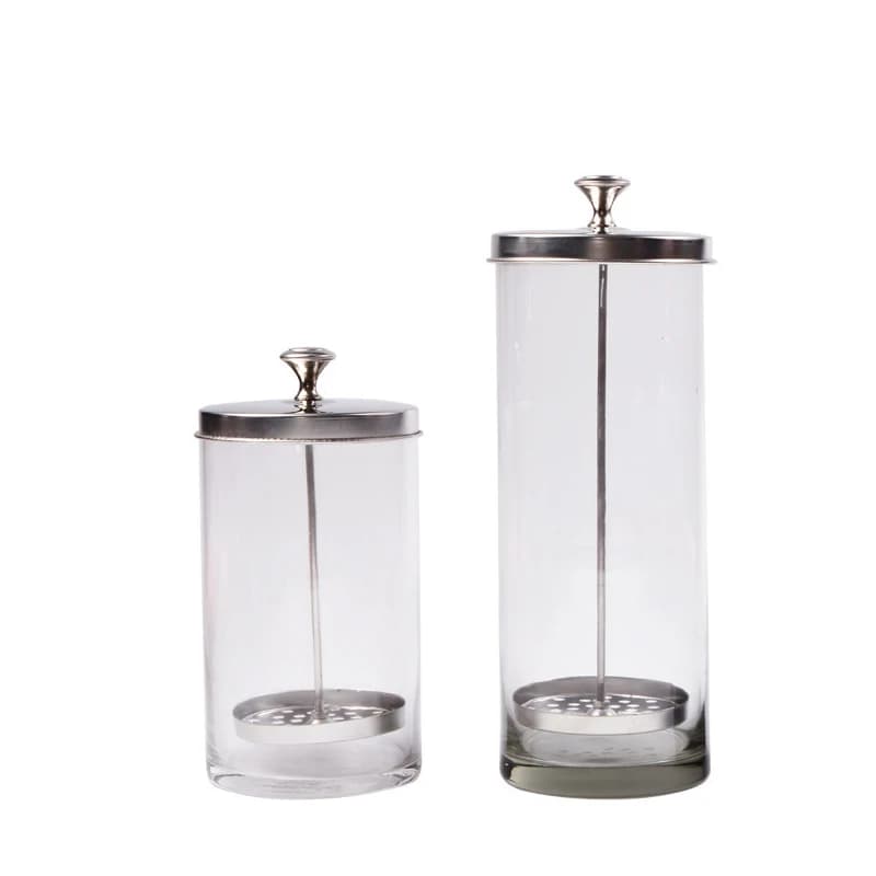 Hairdressing Sterilization Bottle Glass Scissors Comb Stainless Steel Cover Haircut Disinfecting Jar Salon Sterilizing Tools