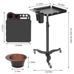 Metal Hairstylist Tray Rolling Cart for Hair Multi-function Salon Trolley Cart with Holder and Separator Stand Styling Tools 