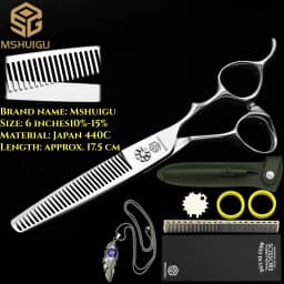 MSHUIGU Professional Barber Scissors Set Japanese 440C 6-6.5-7 Inch Hair Thinning Scissors Suitable for Home and Salon Hairdress