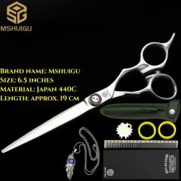 MSHUIGU Professional Barber Scissors Set Japanese 440C 6-6.5-7 Inch Hair Thinning Scissors Suitable for Home and Salon Hairdress