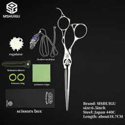 MSHUIGU Professional Barber Scissors Set Japanese 440C 6-6.5-7 Inch Hair Thinning Scissors Suitable for Home and Salon Hairdress