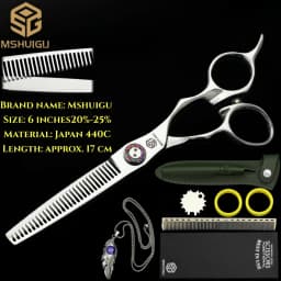 MSHUIGU Professional Barber Scissors Set Japanese 440C 6-6.5-7 Inch Hair Thinning Scissors Suitable for Home and Salon Hairdress