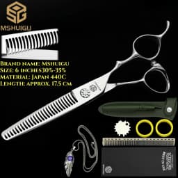 MSHUIGU Professional Barber Scissors Set Japanese 440C 6-6.5-7 Inch Hair Thinning Scissors Suitable for Home and Salon Hairdress