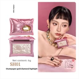 Chéeryep Limited Edition Highlighter Champagne Gold Shimmer,Illuminating Face Powder Blush Pressed Powder Long Lasting Makeup