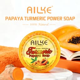 AILKE Lightening Soap Bar for Women, With Natural Turmeric, Papaya, Carrot, Remove Dark Spots, Acne, for All Skin Types, 200g